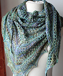 Knitted Lacey Scarf, Malabrigo Arroyo Yarn, color 416  indiecita