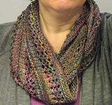 Lace cowl neck scarf; Malabrigo Arroyo Yarn, color 866 arco iris