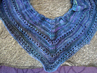 Malabrigo Arroyo Yarn, color 856 azules, knitted shawl