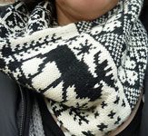 Malabrigo Arroyo Yarn, color 195 black, knitted scarf