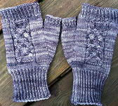 Knitted Fingerless Gloves, Malabrigo Arroyo Yarn, color 43  plomo