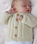 Malabrigo Merino Worsted  color natural knit cabled cardigan baby sweater