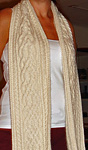 Malabrigo Merino Worsted  color natural knit cabled scarf