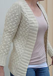Malabrigo Merino Worsted  color natural knit cabled cardigan open front sweater