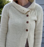 Malabrigo Merino Worsted  color natural knit cabled asymmetric cardigan sweater
