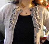 Malabrigo Merino Worsted color pearl knit ruffled cardigan sweater
