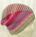 Malabrigo Merino Worsted color pearl knit striped cap