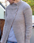 Malabrigo Merino Worsted color pearl knit cardigan asymmetric sweater
