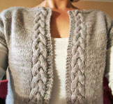 Malabrigo Merino Worsted color pearl knit cabled cardigan sweater