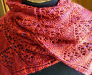 At the Market handknit lace scarf; Malabrigo Silky Merino Yarn color 158 amoroso