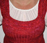 Molly Ringwald Handknit pullover vest; Malabrigo Silky Merino Yarn color 158 amoroso