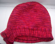 Side slip handknit cloche, hat, cap, beret; Malabrigo Silky Merino Yarn color 158 amoroso