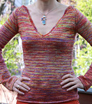Pioneer knitted pullover sweater free knitting pattern; Malabrigo Silky Merino Yarn, color 850 archangel