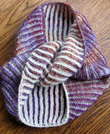 knitted cowl neck scarf; Malabrigo Silky Merino Yarn, color 850 archangel