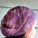 Rikke hat free knitting pattern, knitted tam; Malabrigo Silky Merino Yarn, color 850 archangel