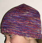 Halfdome knitted hat, cap free knitting pattern; Malabrigo Silky Merino Yarn, color 850 archangel