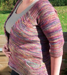 handknit cardigan sweater; Malabrigo Silky Merino Yarn, color 866 arco iris