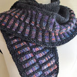 hand knit scarf; Malabrigo Silky Merino Yarn color Atardecer & marine
