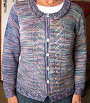knitted cardigan sweater; Malabrigo Silky Merino Yarn, color 436 Atardecer