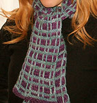 hand knit scarf, neck warmer, kerchief; Malabrigo Silky Merino Yarn color green gey &  blackberry
