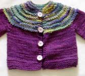 hand knit child's raglan sweater; Malabrigo Silky Merino Yarn color indecieta &  blackberry