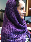 handknit snood, head scarf; Malabrigo Silky Merino Yarn color blackberry