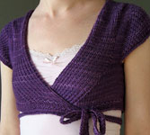 hand knit short bolero; Malabrigo Silky Merino Yarn color blackberry