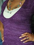 hand knit low neck pullover sweater; Malabrigo Silky Merino Yarn color blackberry