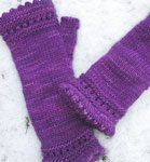 hand knit sleeveless mittens, gloves; Malabrigo Silky Merino Yarn color blackberry