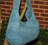 handknit purse, bag; Malabrigo Silky Merino Yarn color 414 cloudy sky