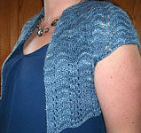 handknit cardigan short sleeve sweater, shrug; Malabrigo Silky Merino Yarn color 414 cloudy sky