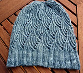 handknit hat, cap; Malabrigo Silky Merino Yarn color 414 cloudy sky