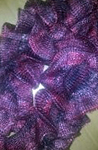 knitted ruffle scarf; Malabrigo Silky Merino Yarn, color 869 cumparsita