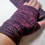 fingerless mittens, gloves; Malabrigo Silky Merino Yarn, color 869 cumparsita