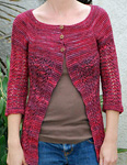 ballet neck cardigan sweater; Malabrigo Silky Merino Yarn, color 869 cumparsita