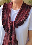 knitted ruffle shawl; Malabrigo Silky Merino Yarn, color 869 cumparsita