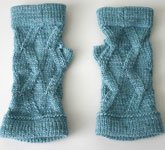 hand knit fingerless gloves;