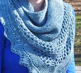 hand knit lacey scarf, kercheif; Malabrigo Silky Merino Yarn, color 411 green gray