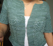 hand knit lace short sleeve open cardigan sweater;