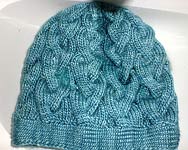 hand knit hat, cap; Malabrigo Silky Merino Yarn, color 411 green gray