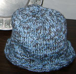 hand knit hat, cap; Malabrigo Silky Merino Yarn, color 411 green gray