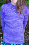 knitted pullover sweater;  Malabrigo Silky Merino Yarn, color 420 light hiacynth
