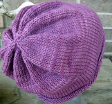 Felicity hat free knitting pattern; Malabrigo Silky Merino Yarn color 426 plum blossom