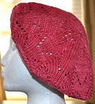 handknit beret; Malabrigo Silky Merino Yarn, color 401 raspberry