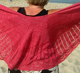 handknit shawl; Malabrigo Silky Merino Yarn, color 401 raspberry