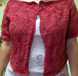 handknit short sleeved sweater;Malabrigo Silky Merino Yarn, color 401 raspberry