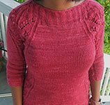 handknit pullover sweater; Malabrigo Silky Merino Yarn, color 401 raspberry