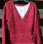 handknit crossover sweater; Malabrigo Silky Merino Yarn, color 401 raspberry