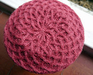 handknit beret, cloque; Malabrigo Silky Merino Yarn, color 401 raspberry
