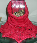 knitted snood; Malabrigo Silky Merino Yarn, color 611 ravelry red